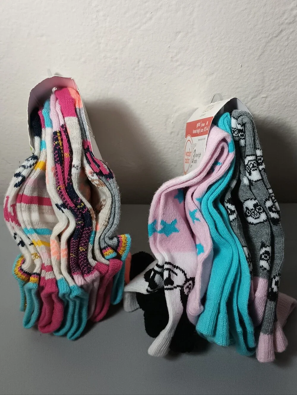 Wonder Nation Girls No Show Be Unique And Panda Knee High Socks (2)